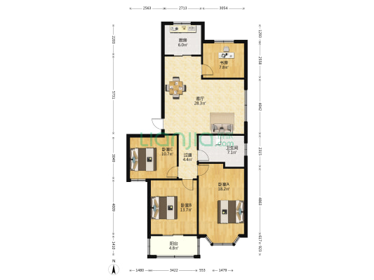 盈兴公寓 4室1厅1卫 125平方