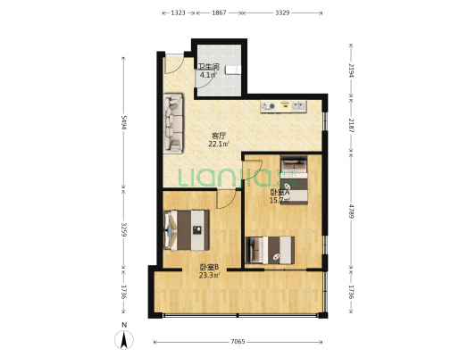 省六建公司宿舍 2室1厅1卫 80平方