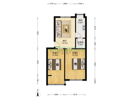 安新小区南区 2室1厅1卫 59平方