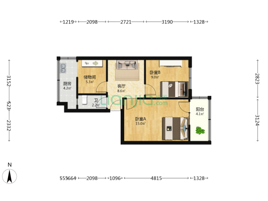 八中家属院西院 2室1厅1卫 56平方