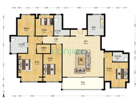 融悦湾雅苑 4室1厅3卫 213平方