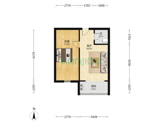 吉化新居 1室1厅1卫 55平方