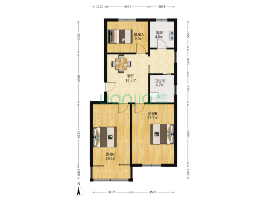 杜家村二期 3室1厅1卫 88平方