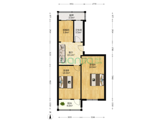 七里山路35号 2室1厅1卫 73平方