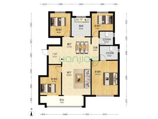 邯郸保利阅云台 4室2厅2卫 142平方
