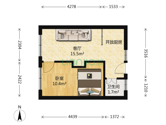 灏景阁 1室1厅1卫 38平方