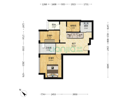 莱蒙水榭云上家园 2室1厅1卫 61平方