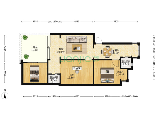 煤机厂宿舍 3室2厅2卫 57平方