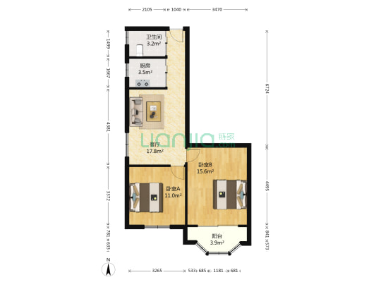 东礁一村 2室1厅1卫 77平方