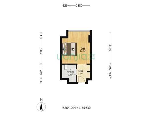 绿地明湖城 1室0厅1卫 40平方