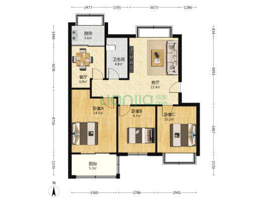 文汇街28号 3室2厅1卫 94平方