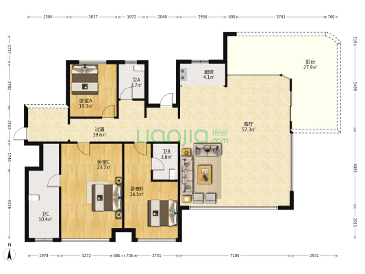 云上绿舟 3室1厅3卫 187平方