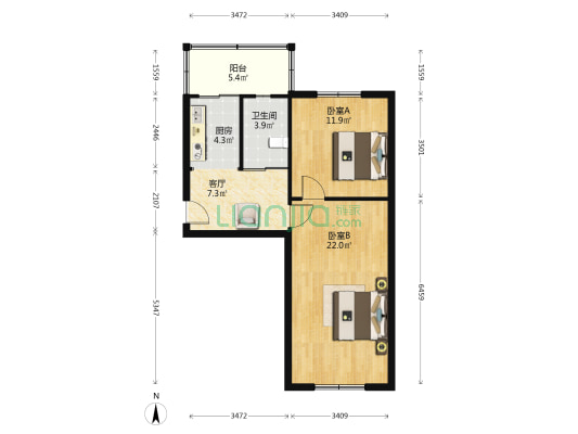 金沙江小区 2室1厅1卫 64平方