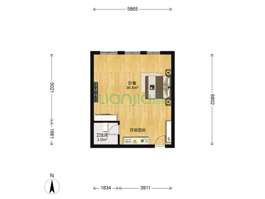 晶岳广场 1室0厅1卫 55平方