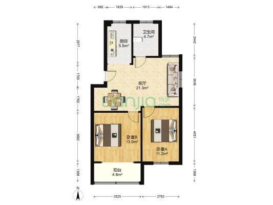 锦旺小区二期 2室1厅1卫 75平方