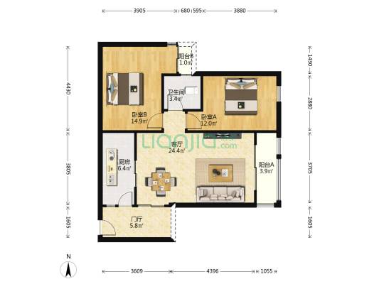 安澜骏景 2室1厅1卫 84平方