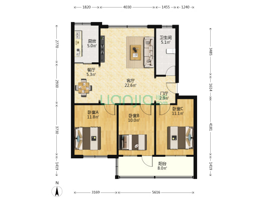 潍柴东苑南小区 3室2厅1卫 103平方