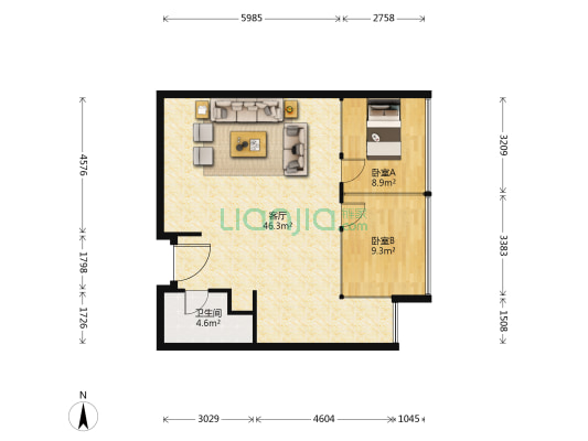 水墨江南二期 2室1厅1卫 100平方
