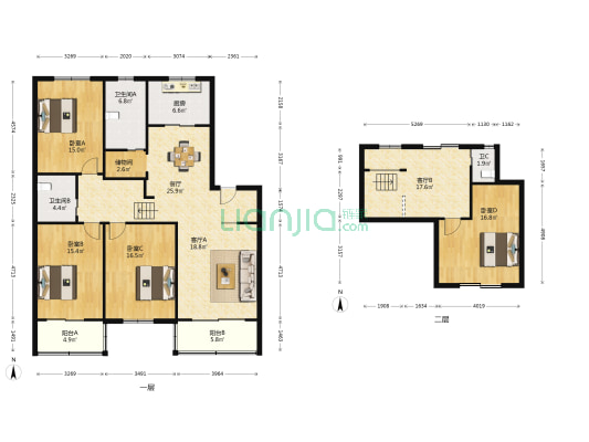 银河公寓 4室3厅3卫 145平方