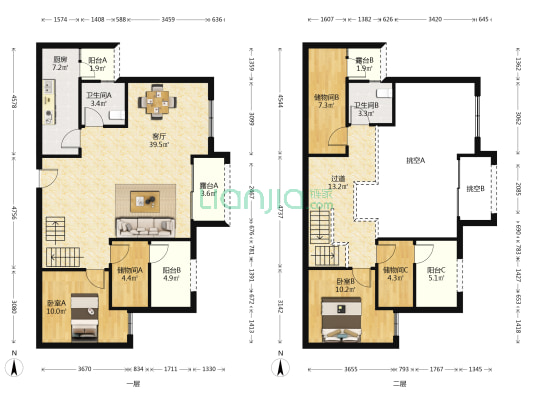 龙洲湾次新小区，跃层住宅，户型方正，公摊小-户型图