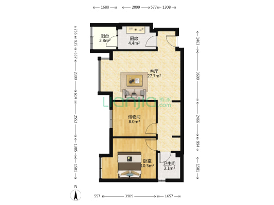雕刻时光 1室1厅1卫 81平方