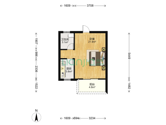 都会华彩 1室0厅1卫 42平方