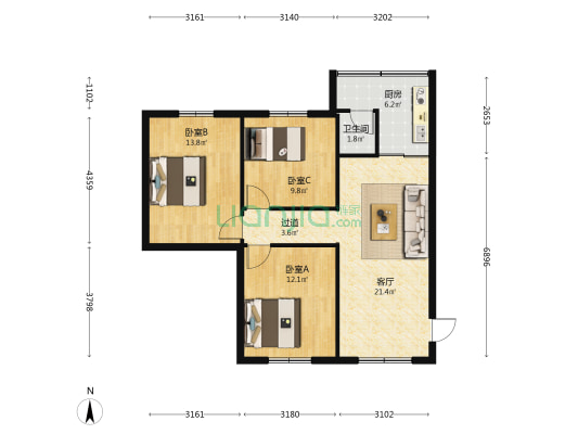 志诚大道 3室1厅1卫 81平方
