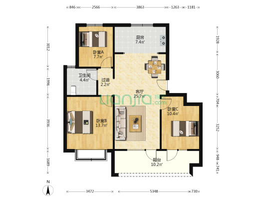 隆和大溪谷六期 3室1厅1卫 100平方