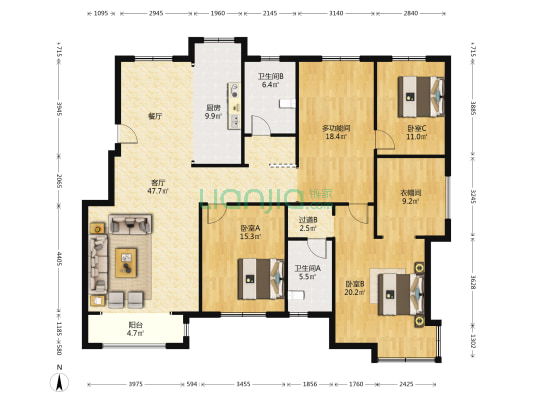 中交金梧桐公馆 4室1厅2卫 186平方
