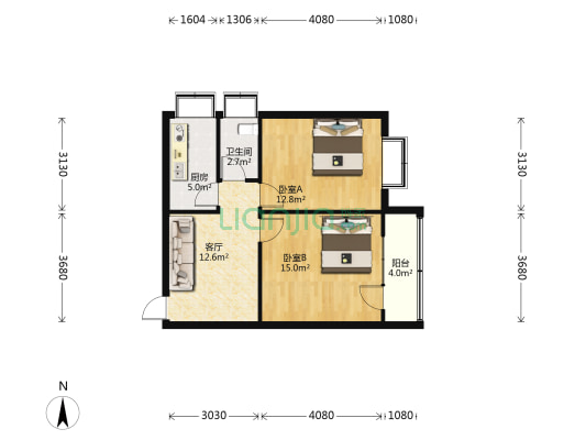 翡翠城翠苑 2室1厅1卫 66平方