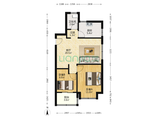 西虹桥壹号 2室1厅1卫 69平方