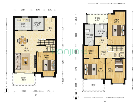 金地仰云 4室1厅3卫 125平方