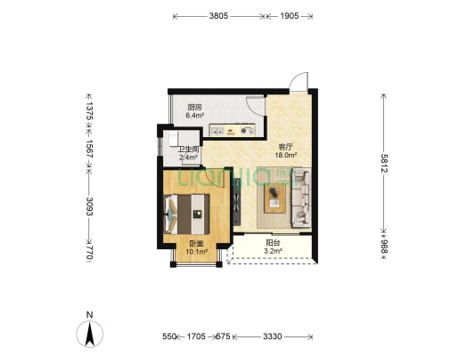 乐居小区 1室1厅1卫 45平方