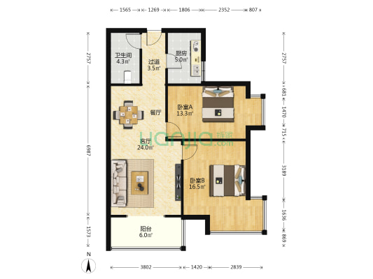 世融嘉城 2室1厅1卫 97平方