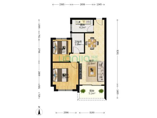 桂林碧桂园 2室1厅1卫 73平方