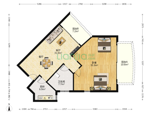 华银广场 1室1厅1卫 123平方