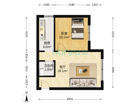 幸福岛 1室1厅1卫 51平方
