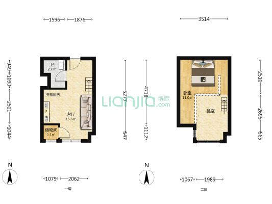 宏祥22号铂寓 1室1厅1卫 35平方