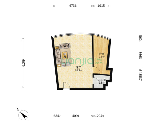世纪环岛 1室1厅1卫 122平方