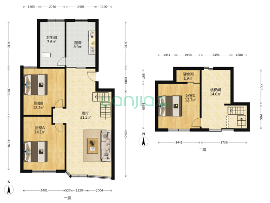 绿泉公寓 3室1厅1卫 131平方