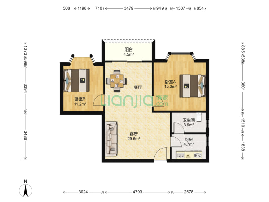 东湖花园三号小区 2室1厅1卫 81平方