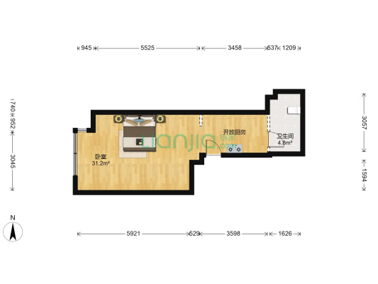新南站城市广场 1室0厅1卫 54平方