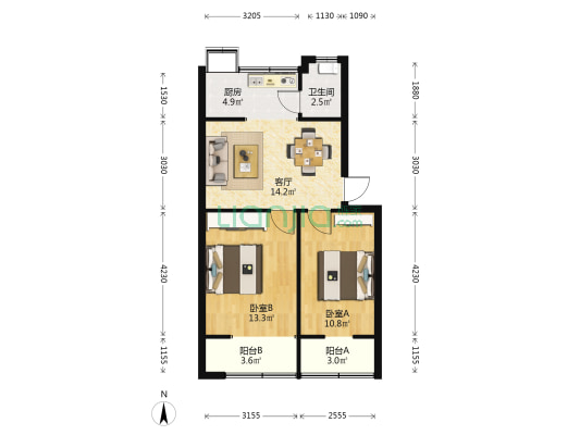 汉江水文水资源勘测局襄阳分局家属院 2室1厅1卫 64平方