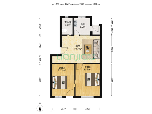 天封社区北区 2室1厅1卫 64平方