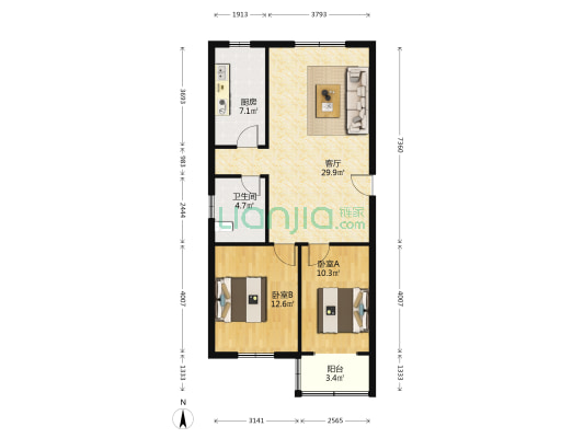 吉祥园 2室1厅1卫 85平方