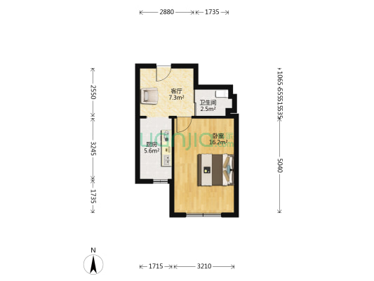 铁兴佳苑 1室1厅1卫 49平方