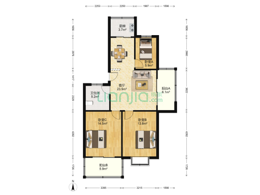 腾泰雅苑 3室1厅1卫 99平方