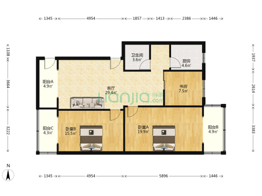 农大教职工住宅 3室1厅1卫 105平方