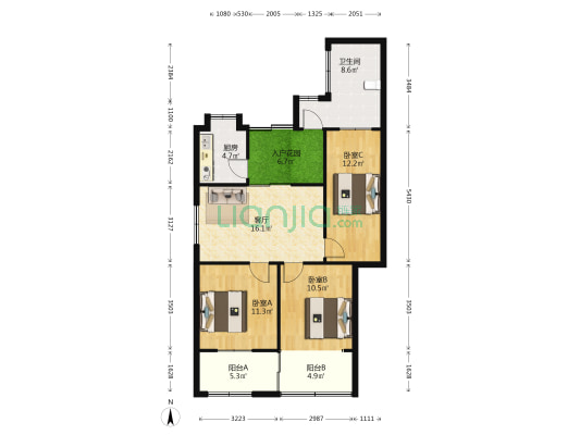 湖南省地质测试研究院 3室1厅1卫 65平方