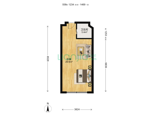 中建锦绣天地(会恒路718弄) 1室0厅1卫 58平方